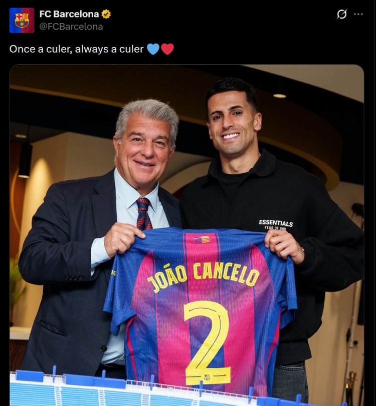 华体会官方入口-坎塞洛：巴萨是世界最佳俱乐部 亚马尔进步很大不是最佳也是前三